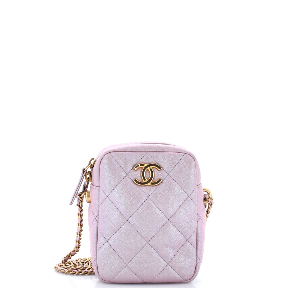 Chanel Vertical My Perfect Adjustable Chain Camera Bag Quilted Iridescent Caviar